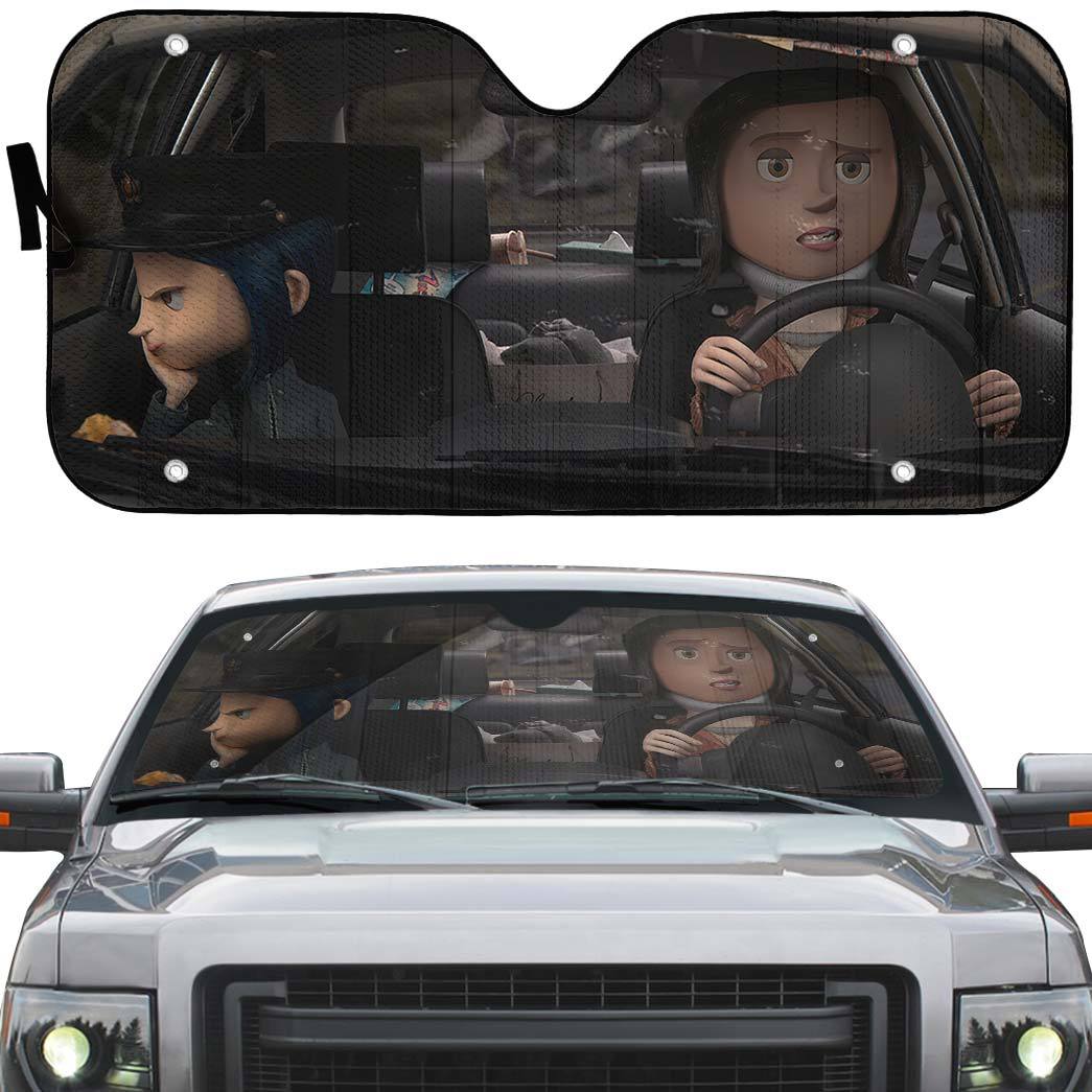 Gearhumans 3D Coraline Custom Car Auto Sunshade