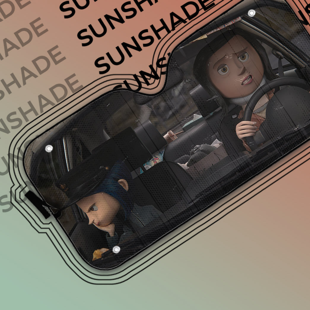 Gearhumans 3D Coraline Custom Car Auto Sunshade