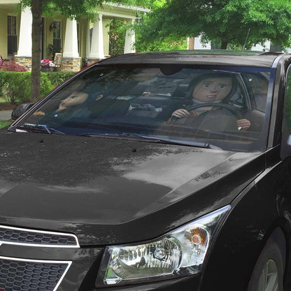 Gearhumans 3D Coraline Custom Car Auto Sunshade