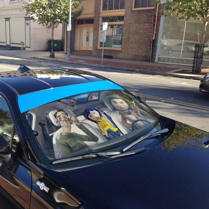 Gearhumans 3D Coraline Family Custom Car Auto Sunshade