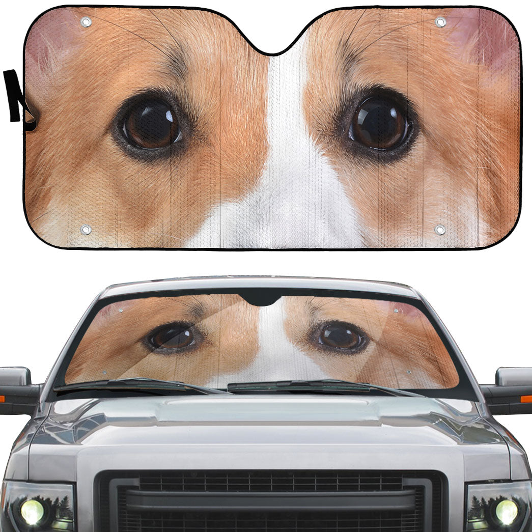 Gearhumans 3D Corgi Dog Eyes Custom Car Auto Sunshade
