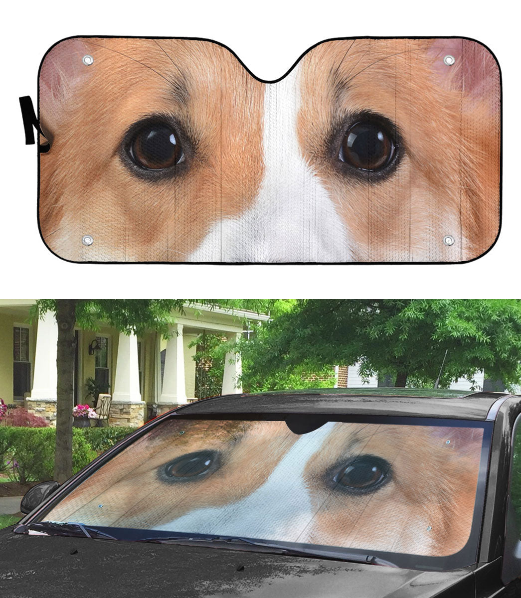 Gearhumans 3D Corgi Dog Eyes Custom Car Auto Sunshade