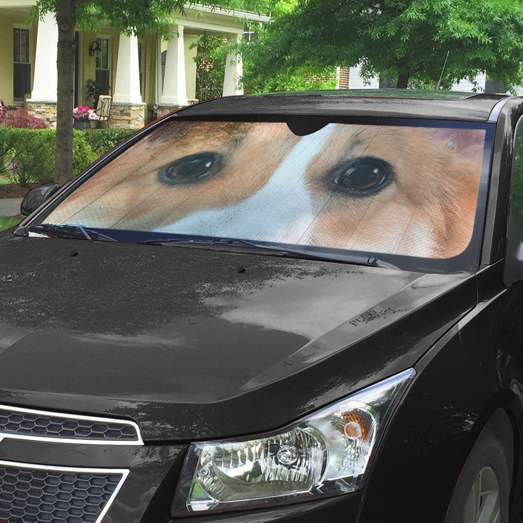 Gearhumans 3D Corgi Dog Eyes Custom Car Auto Sunshade