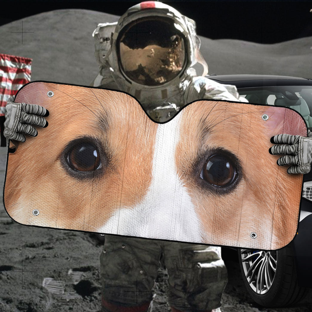 Gearhumans 3D Corgi Dog Eyes Custom Car Auto Sunshade
