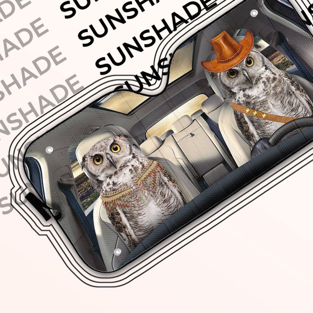 Gearhumans 3D Couple Owls Auto Car Sunshade