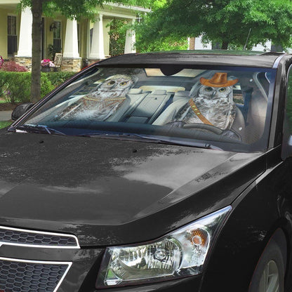 Gearhumans 3D Couple Owls Auto Car Sunshade