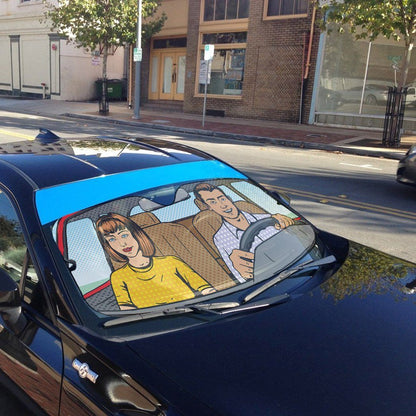 Gearhumans 3D Couple Pop Art Custom Car Auto Sunshade