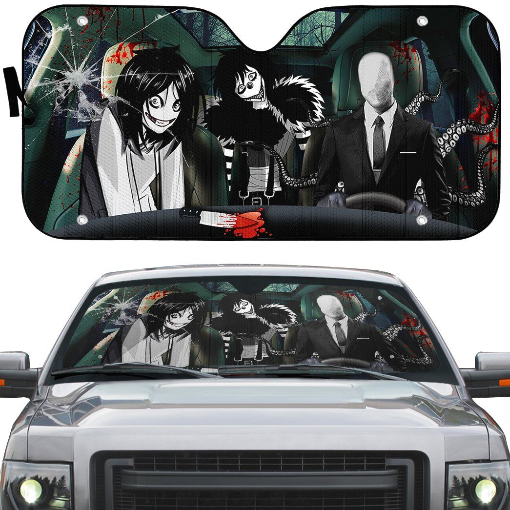 Gearhumans 3D Creepypasta Custom Car Auto Sunshade