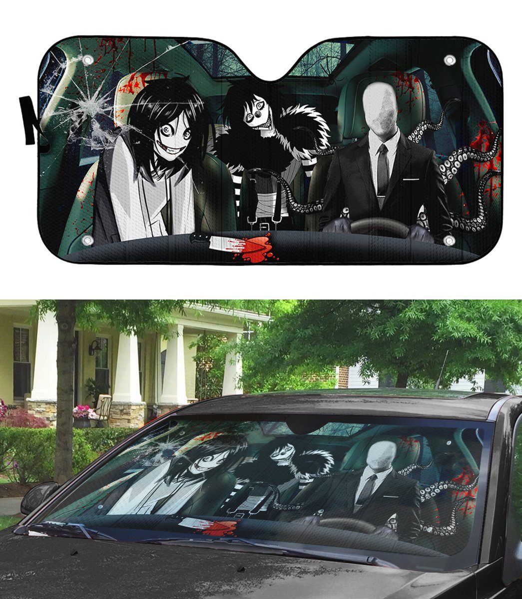 Gearhumans 3D Creepypasta Custom Car Auto Sunshade