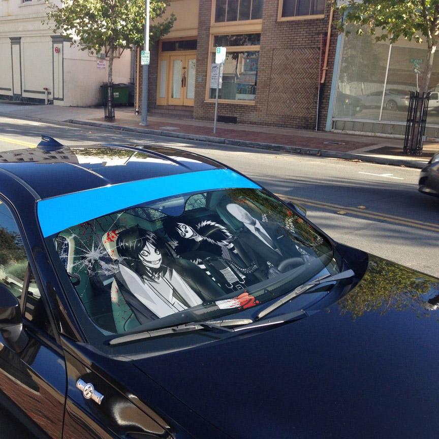 Gearhumans 3D Creepypasta Custom Car Auto Sunshade