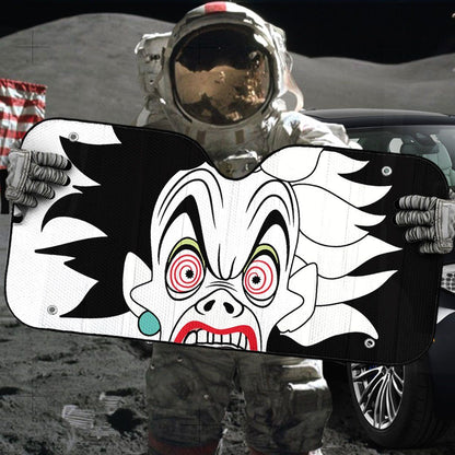 Gearhumans 3D Cruella De Vil Custom Car Auto Sunshade