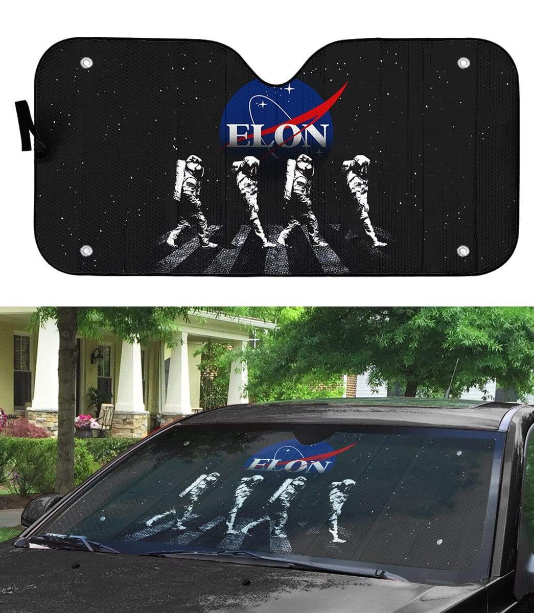 Gearhumans 3D Custom Car Auto Sunshade Elon Astronaut