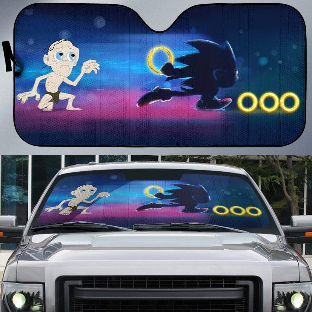 Gearhumans 3D Custom Car Auto Sunshade Sonic And LOTR My Precious