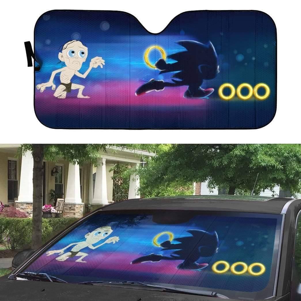 Gearhumans 3D Custom Car Auto Sunshade Sonic And LOTR My Precious