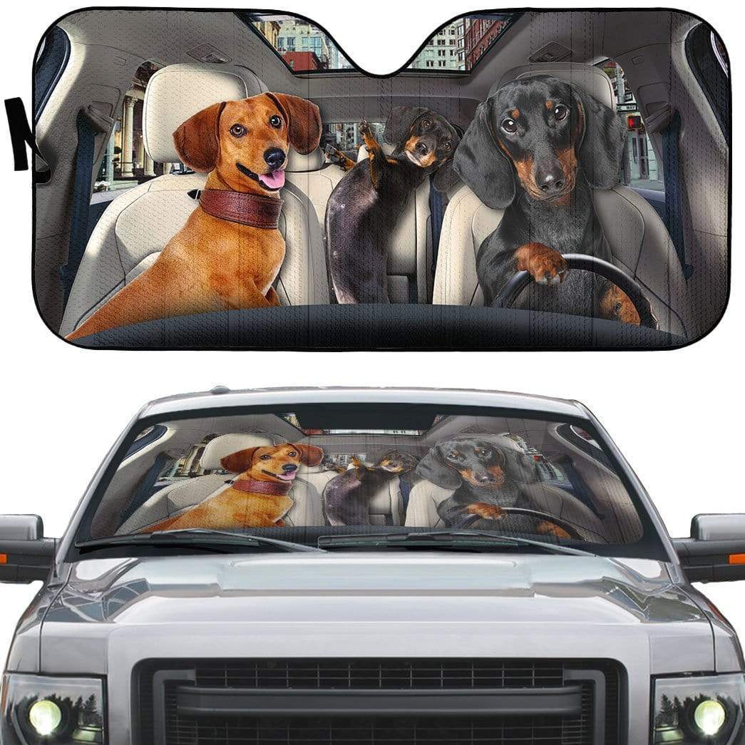 Gearhumans 3D Dachshund Custom Car Auto Sunshade