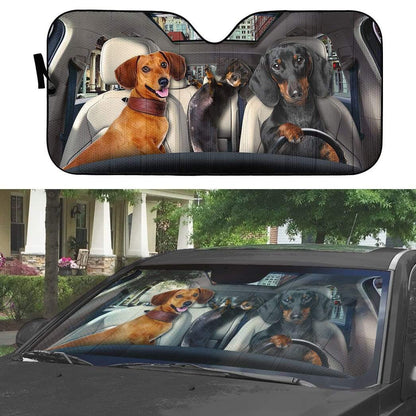 Gearhumans 3D Dachshund Custom Car Auto Sunshade
