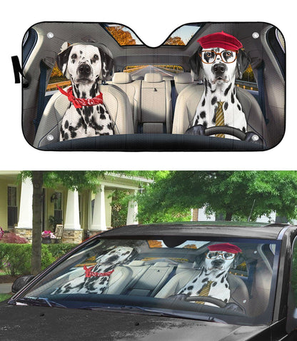 Gearhumans 3D Dalmatian Dog Auto Car Sunshade
