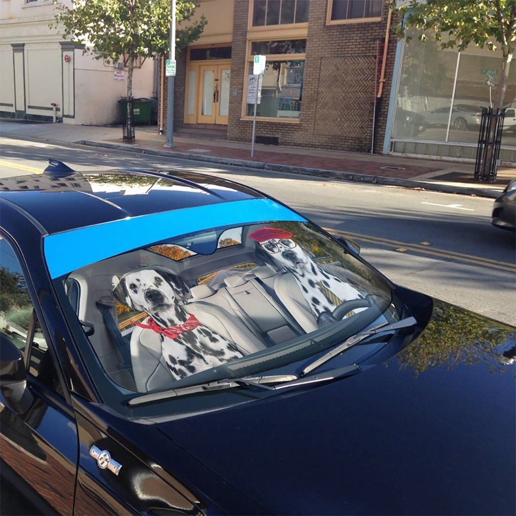 Gearhumans 3D Dalmatian Dog Auto Car Sunshade
