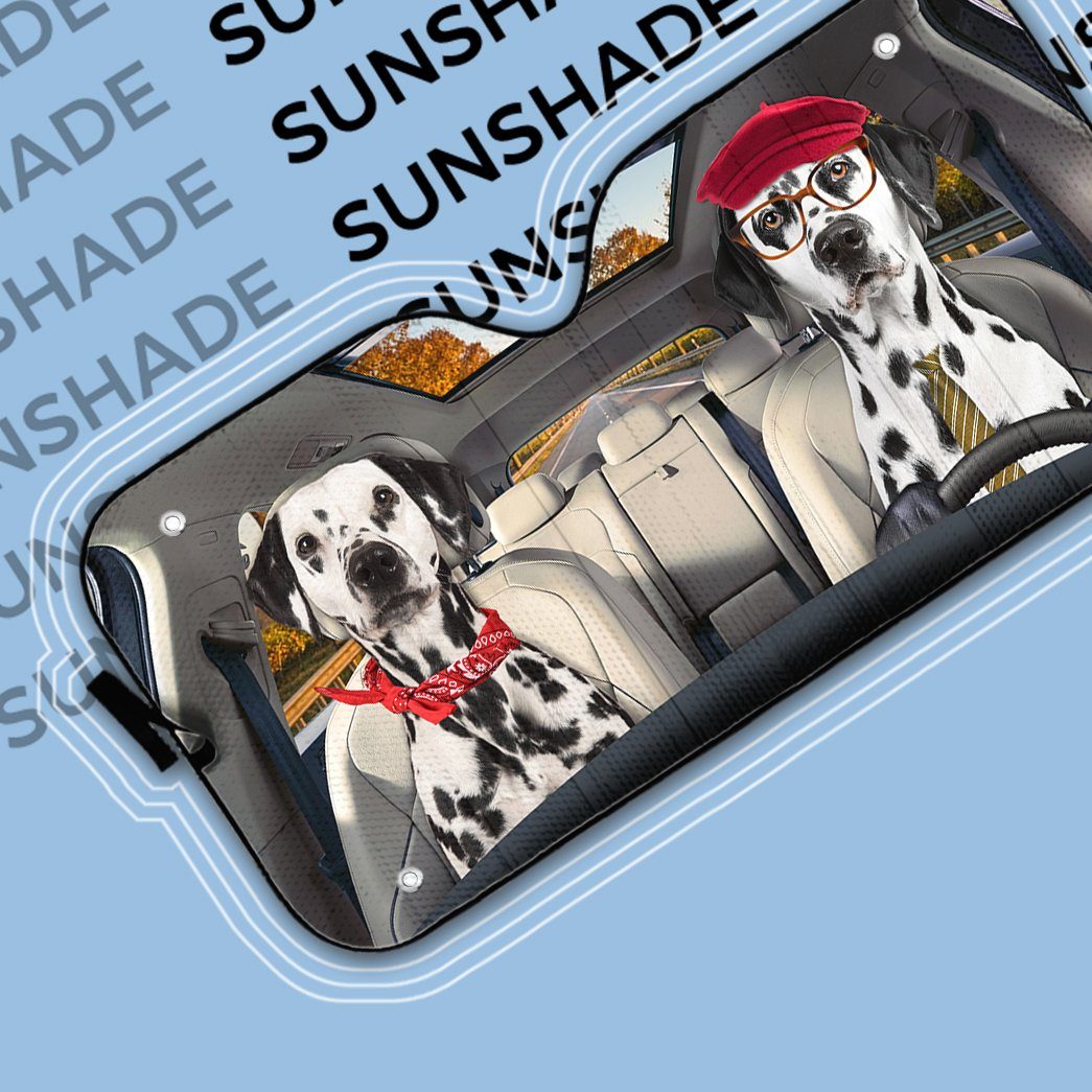 Gearhumans 3D Dalmatian Dog Auto Car Sunshade