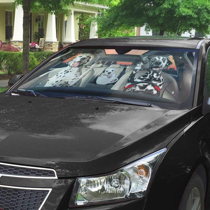 Gearhumans 3D Dalmatian Family Custom Car Auto Sunshade