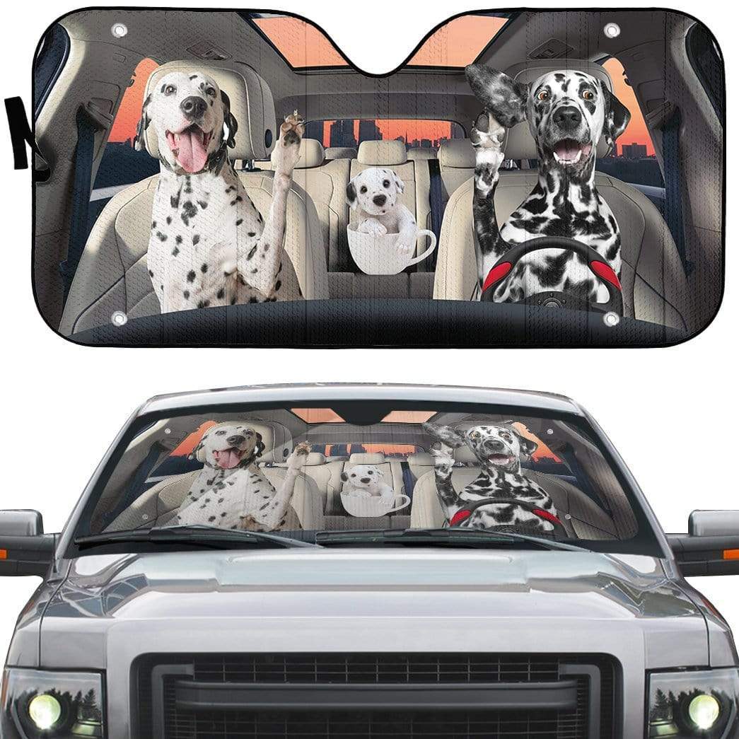 Gearhumans 3D Dalmatian Family Custom Car Auto Sunshade