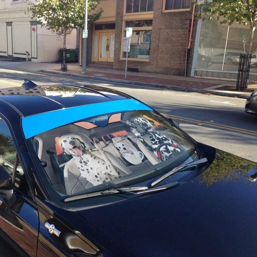 Gearhumans 3D Dalmatian Family Custom Car Auto Sunshade