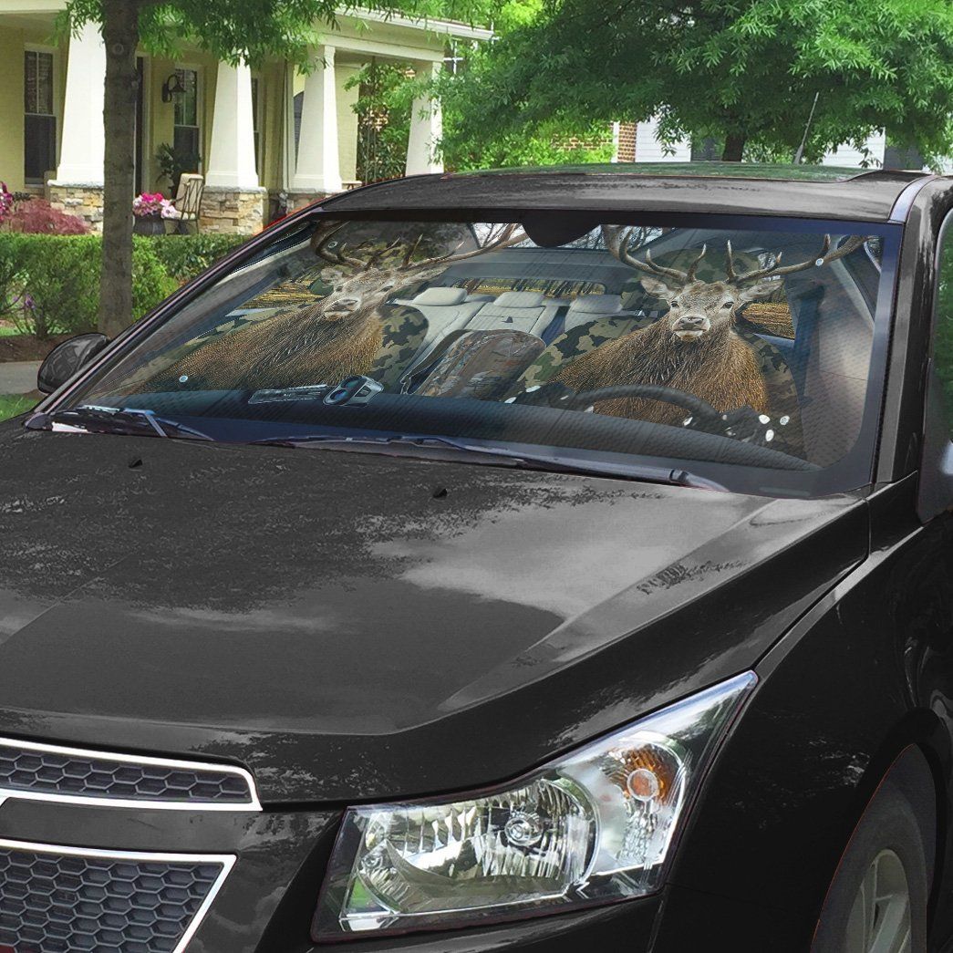 Gearhumans 3D Deer Custom Car Auto Sunshade