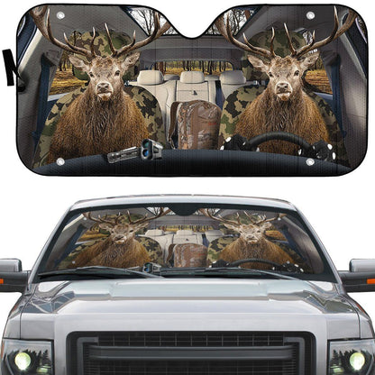 Gearhumans 3D Deer Custom Car Auto Sunshade