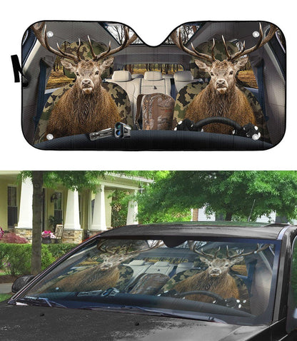 Gearhumans 3D Deer Custom Car Auto Sunshade