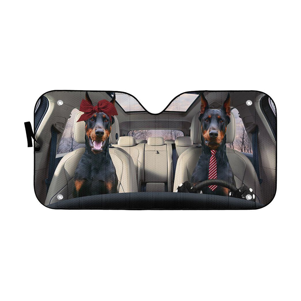 Gearhumans 3D Doberman Pinscher Dog Auto Car Sunshade