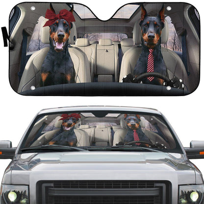 Gearhumans 3D Doberman Pinscher Dog Auto Car Sunshade