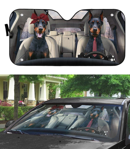 Gearhumans 3D Doberman Pinscher Dog Auto Car Sunshade