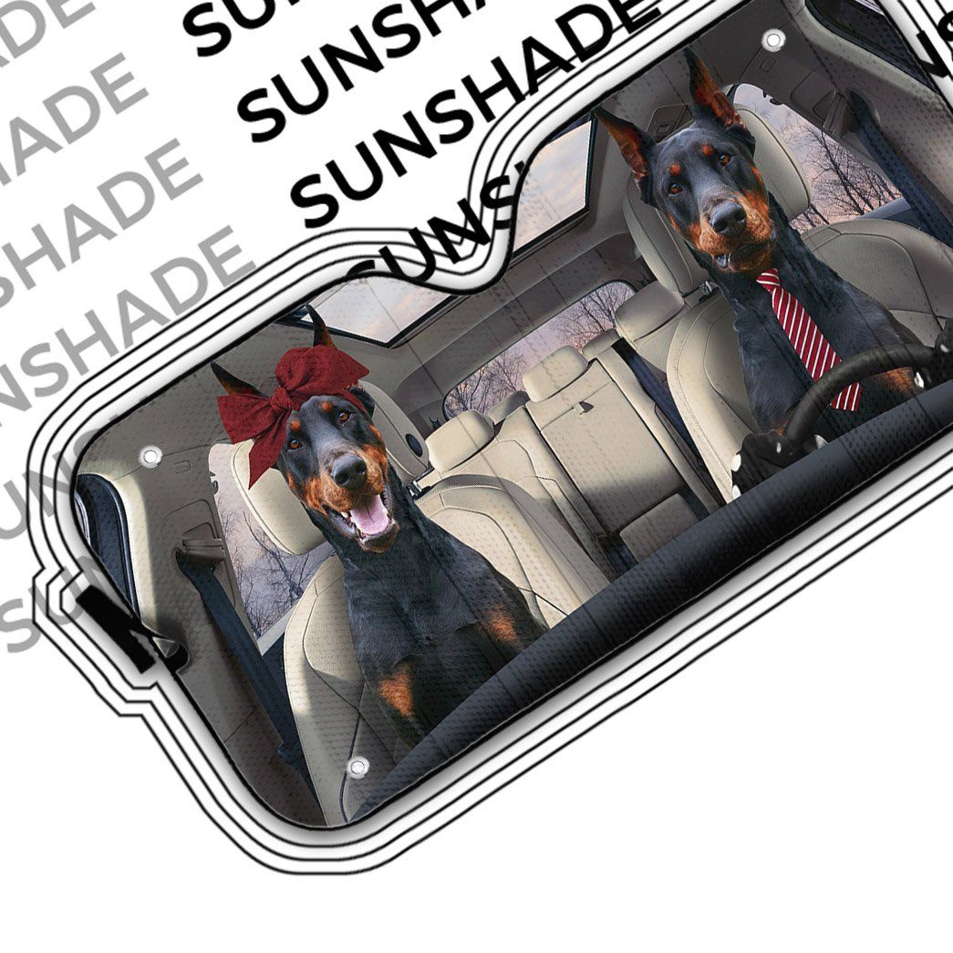 Gearhumans 3D Doberman Pinscher Dog Auto Car Sunshade