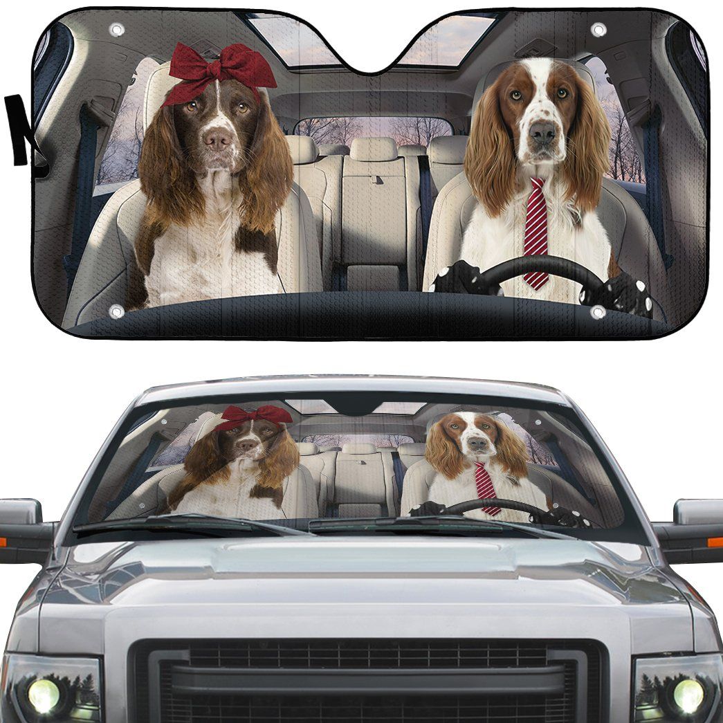 Gearhumans 3D English Springer Spaniel Dog Auto Car Sunshade