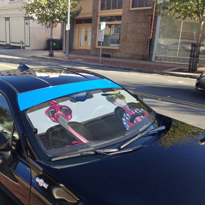 Gearhumans 3D Flamingo Couple Custom Car Auto Sunshade