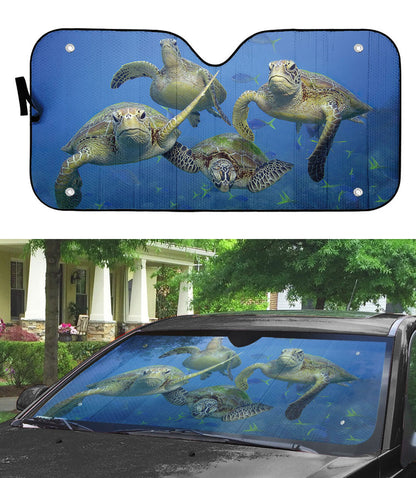 Gearhumans 3D Four Sea Turtles Custom Car Auto Sunshade