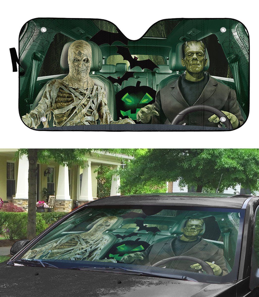 Gearhumans 3D Frankenstein And The Mummy Custom Car Auto Sunshade