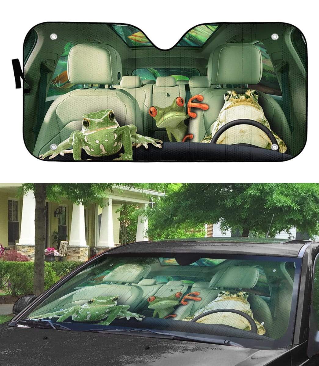 Gearhumans 3D Frogs Custom Car Auto Sunshade