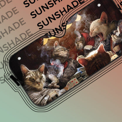 Gearhumans 3D Funny Cat Nights Out Custom Car Auto Sunshade