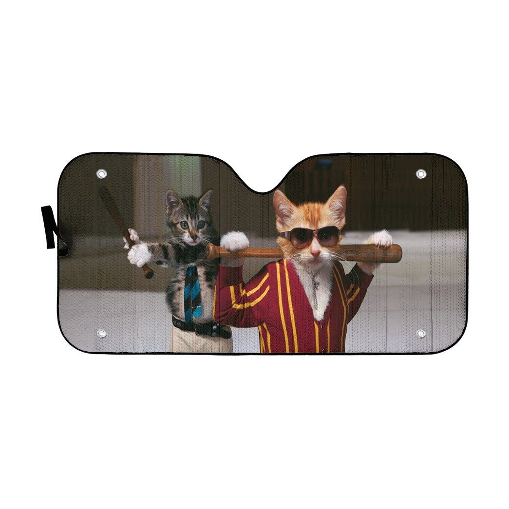 Gearhumans 3D Garfield Kittens Badass Custom Car Auto Sunshade