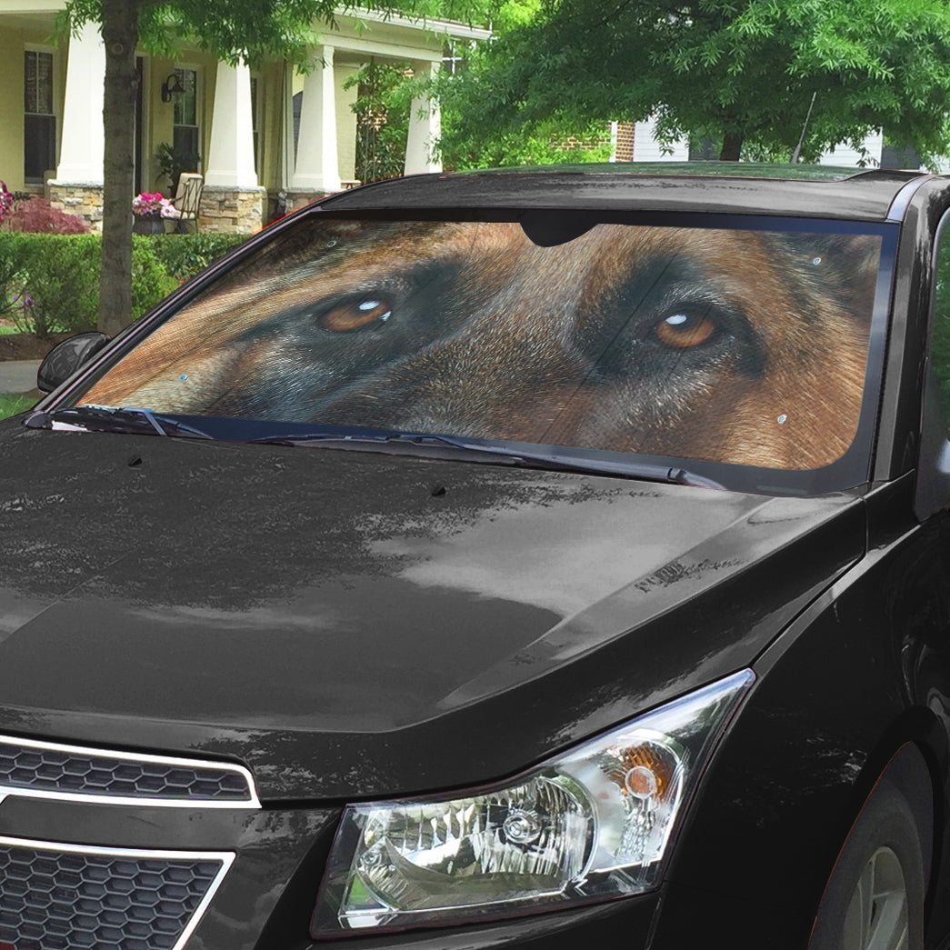 Gearhumans 3D German Shepherd Dog Eyes Custom Car Auto Sunshade