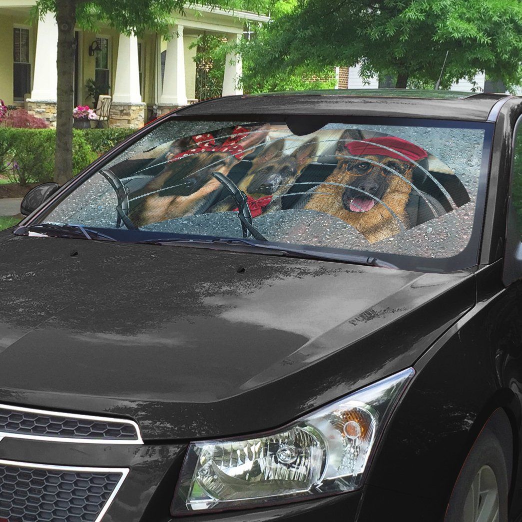 Gearhumans 3D German Shepherds 3 Custom Car Auto Sunshade