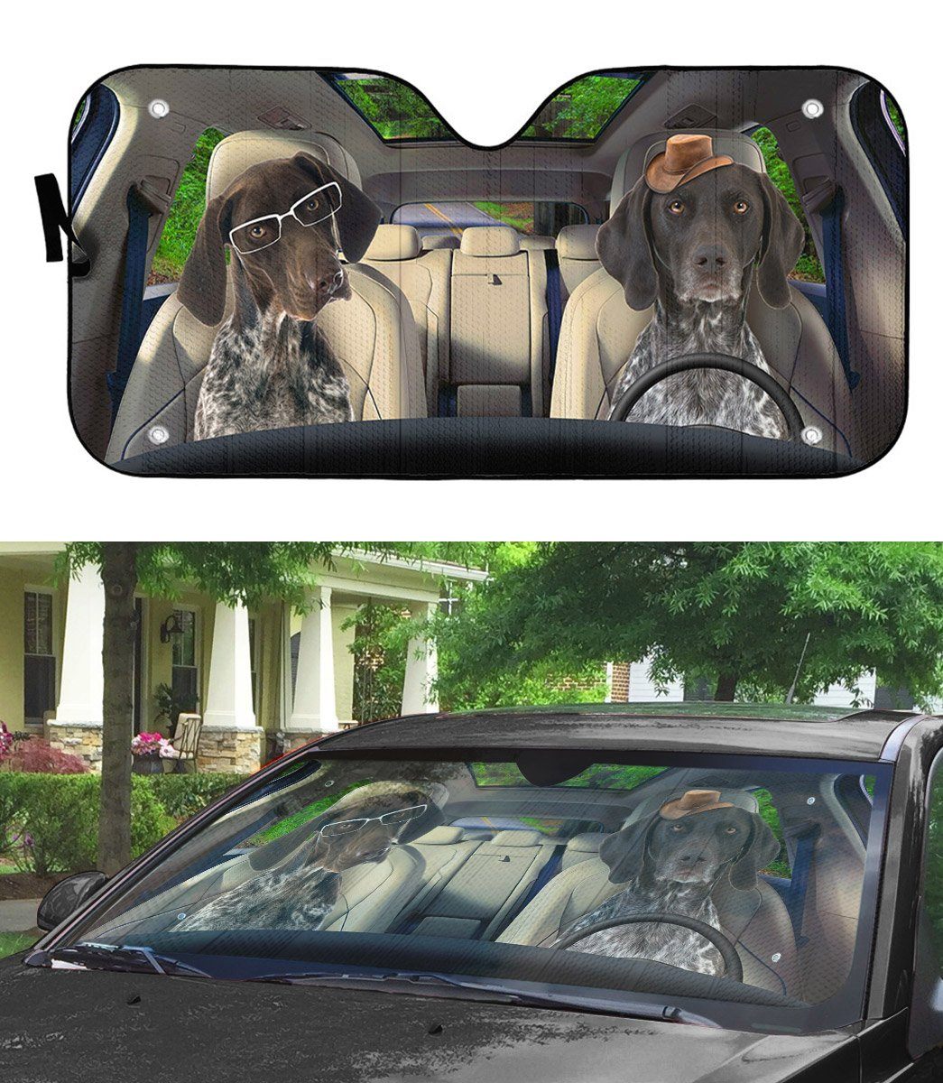 Gearhumans 3D German Shorthaired Pointers Dog Auto Car Sunshade
