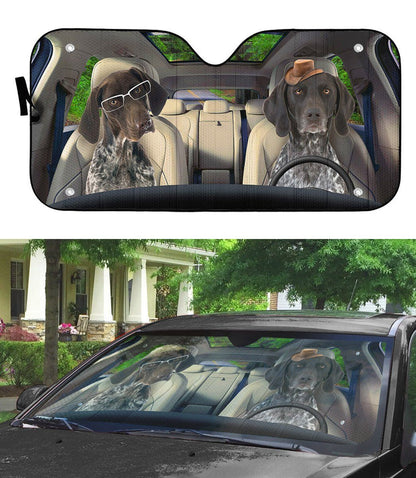 Gearhumans 3D German Shorthaired Pointers Dog Auto Car Sunshade