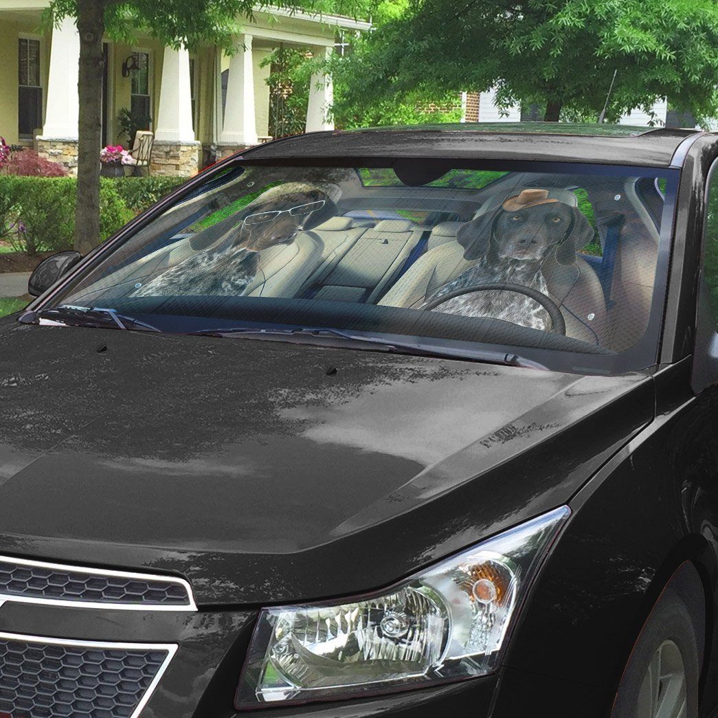 Gearhumans 3D German Shorthaired Pointers Dog Auto Car Sunshade