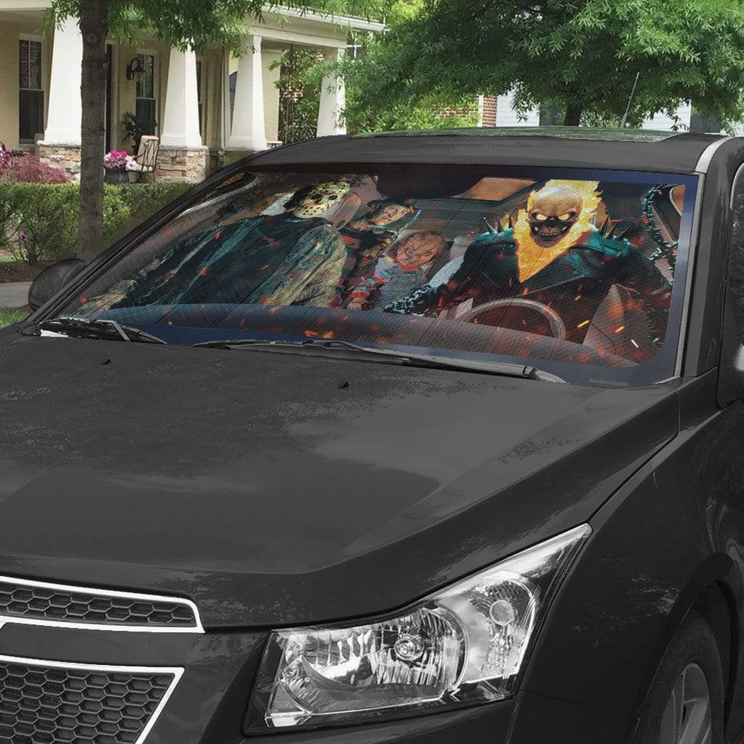 Gearhumans 3D Ghost Rider Car Auto Sunshade