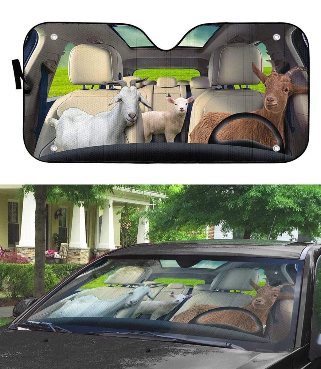 Gearhumans 3D Goat Custom Car Auto Sunshade