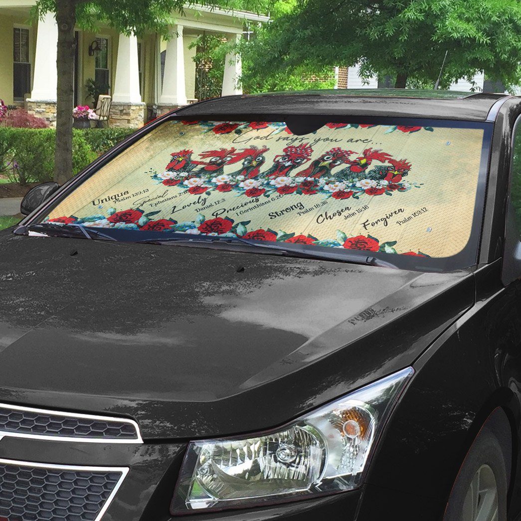 Gearhumans 3D God Says You Are Roosters Custom Car Auto Sunshade