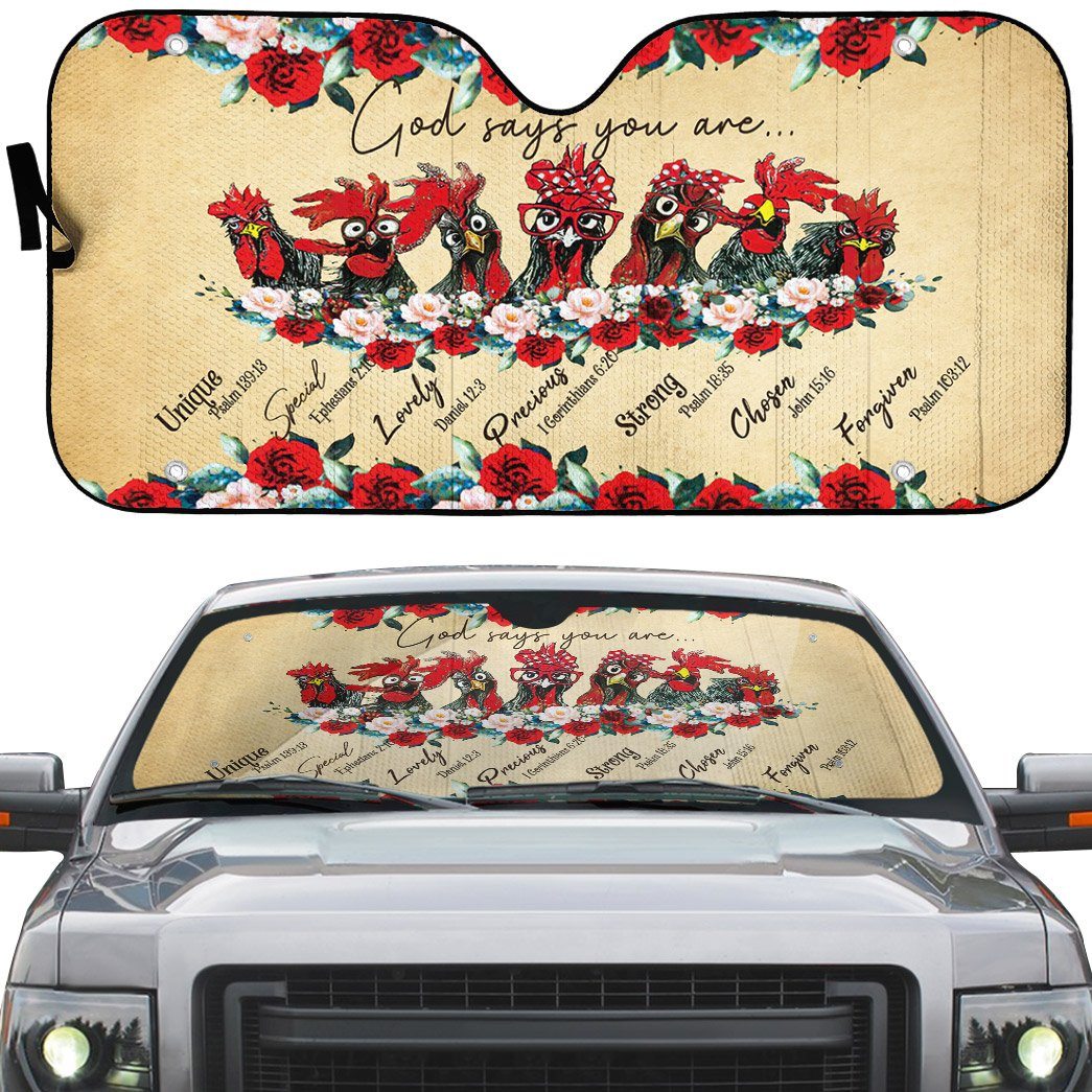 Gearhumans 3D God Says You Are Roosters Custom Car Auto Sunshade