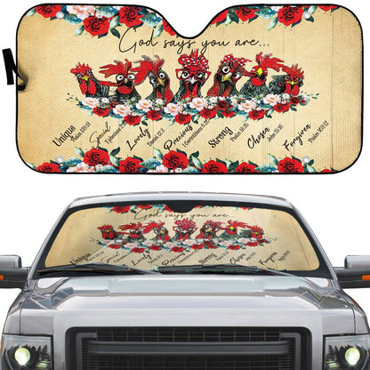 Gearhumans 3D God Says You Are Roosters Custom Car Auto Sunshade